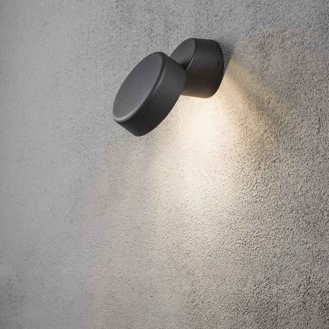 Minimalistische LED Wandleuchte Vicenza aus Aluminium in schwarz und klarem Acrylglas, IP44 - Bild 1