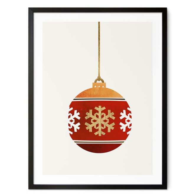 Poster Kubistika - Weihnachtskugel mit Schneeflocken