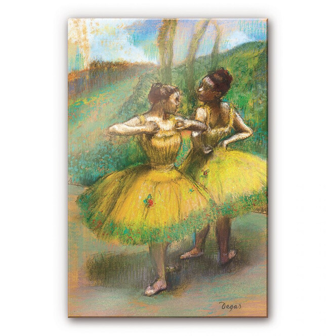 Acrylglasbild Degas - Zwei Tänzerinnen in gelb