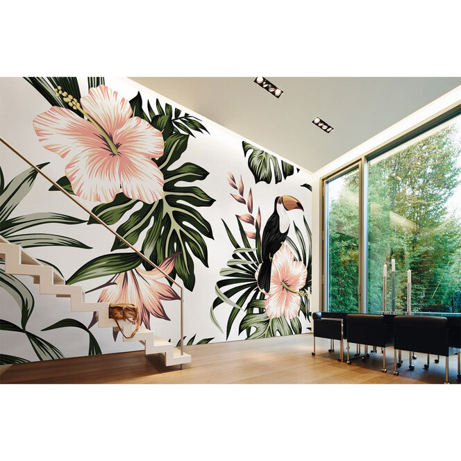 Livingwalls Fototapete Designwalls Toucan Blumen - Bild 1