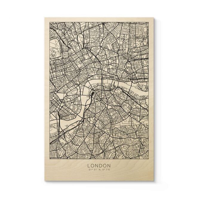Holzposter Stadtplan London