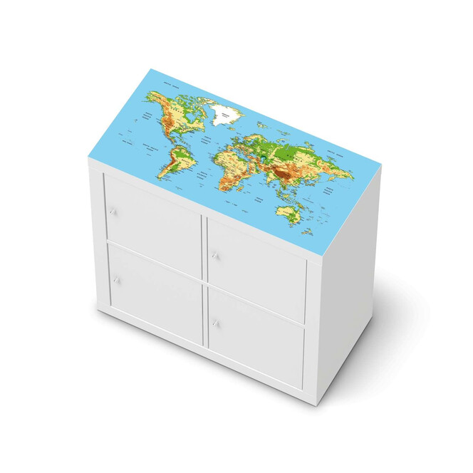 Möbelfolie IKEA Expedit Regal oben - Geografische Weltkarte- Bild 1