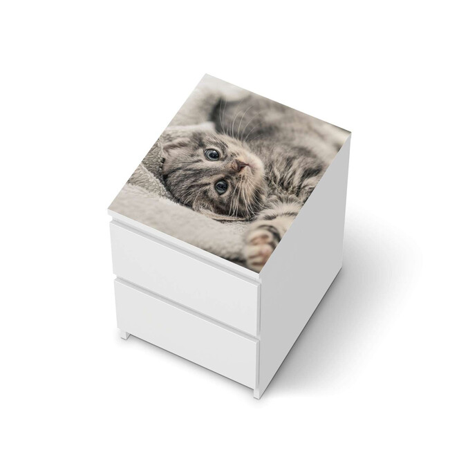 Möbelfolie IKEA Malm Kommode 2 Schubladen oben - Kitty the Cat- Bild 1