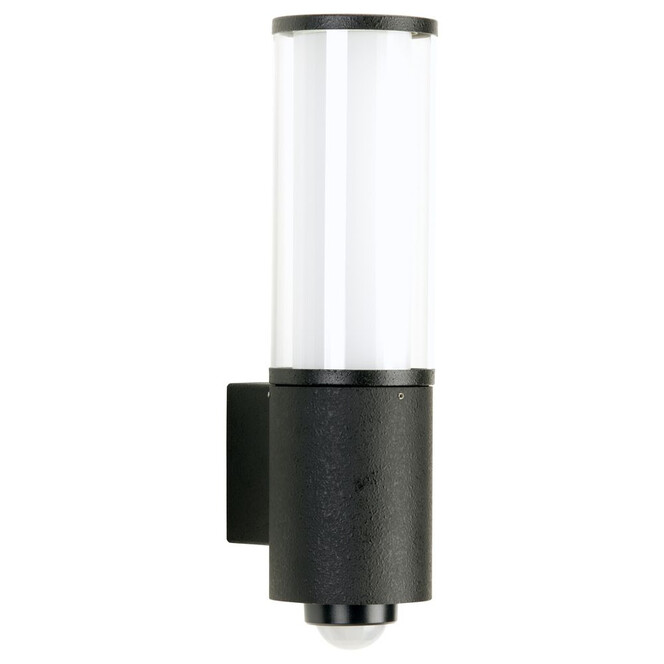 Runde Wandleuchte A-176951. schwarz, 1-flammig, mit Bewegungsmelder, Aluminium, Acrylglas, Opalglas, für LED Retrofit, mit Montageplate - Bild 1