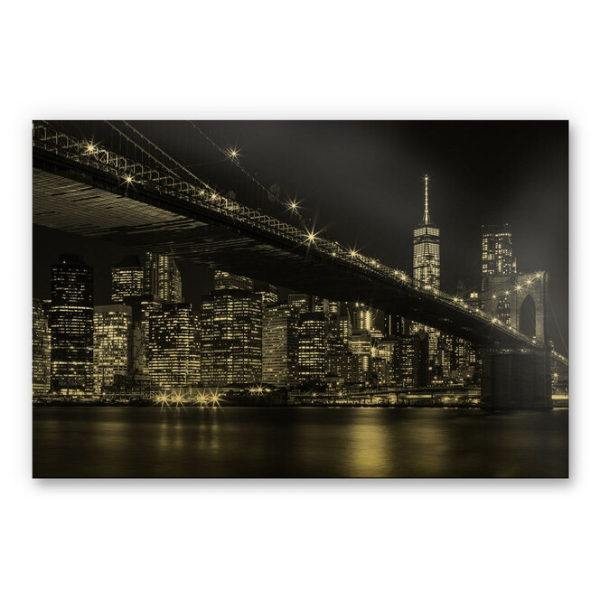 Alu-Dibond-Goldeffekt - New York bei Nacht