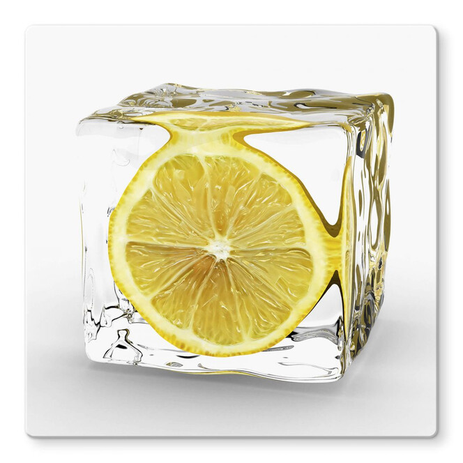 Glasbild Zitroneneiswürfel
