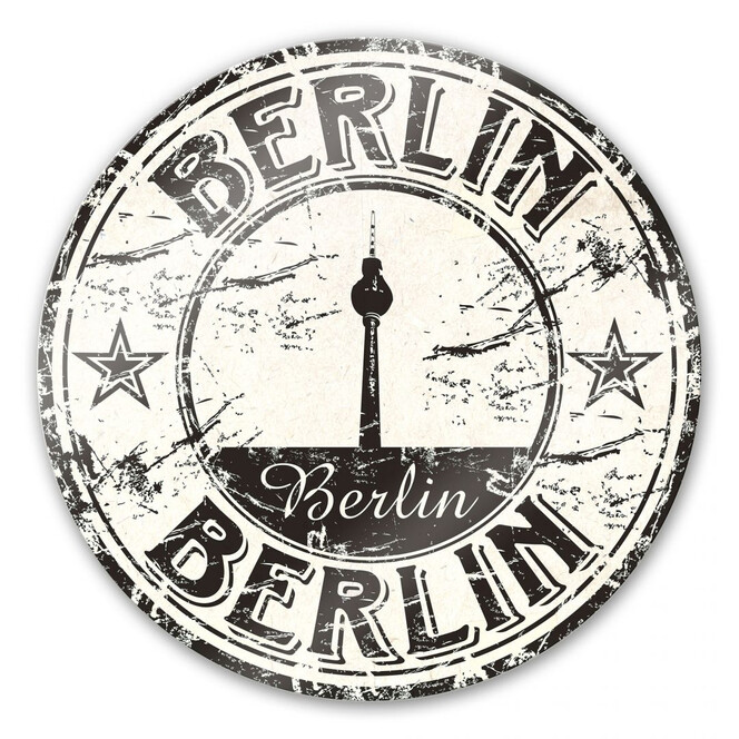 Glasbild Poststempel Berlin - rund