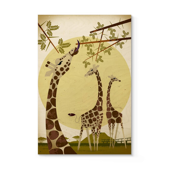 Holzposter Braun - Giraffes