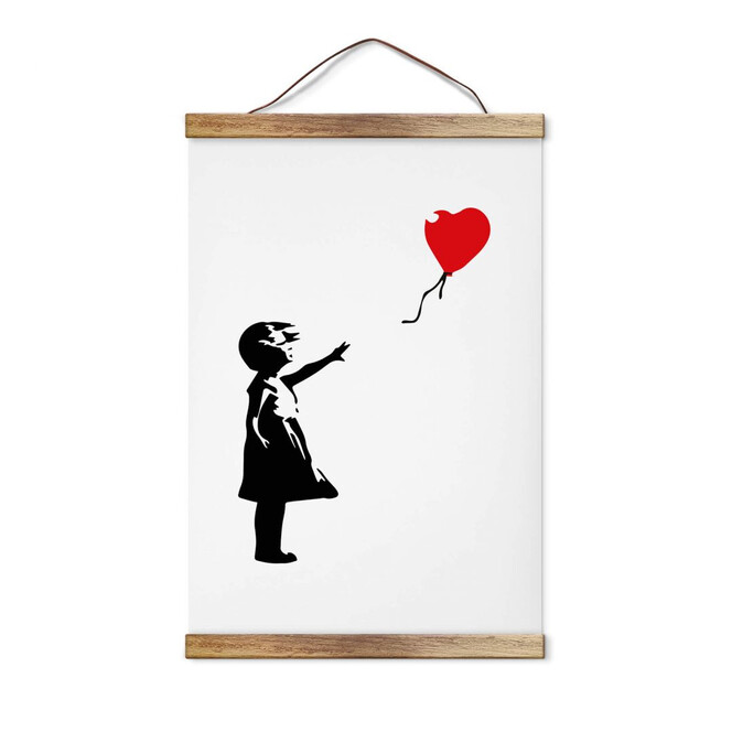 Stoffbild Banksy - Girl with the red balloon