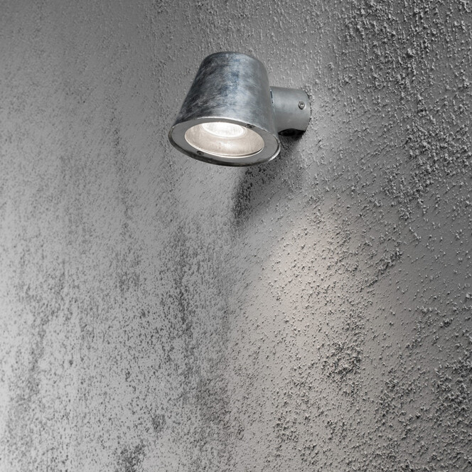 Zeitlose Wandleuchte Trieste aus galvanisiertem Stahl in grau und Acrylglas in klar, GU10 Fassung - Bild 1