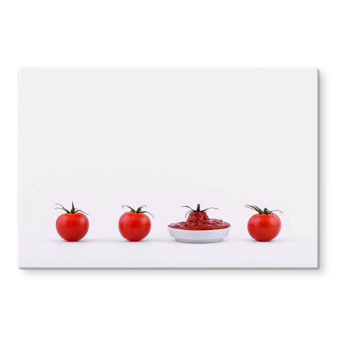 Glasbild Csontos - Es waren einmal vier Tomaten