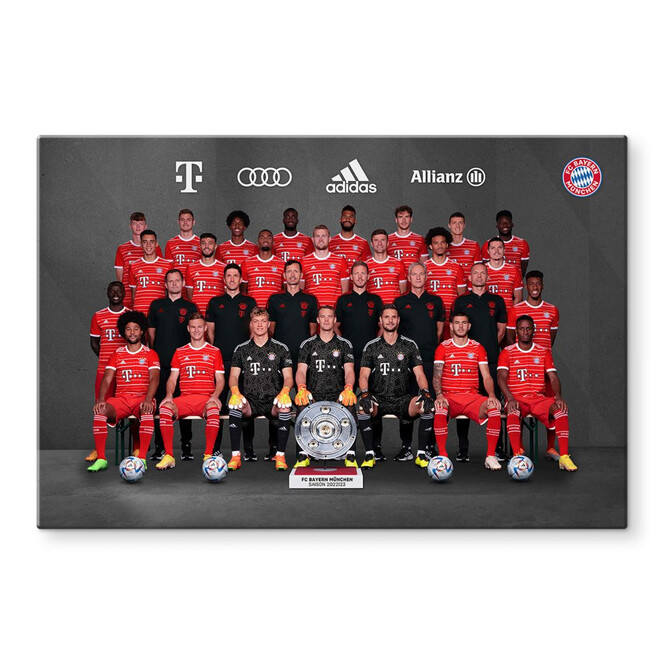 Glasbild FC Bayern Mannschaftsfoto 2022/23