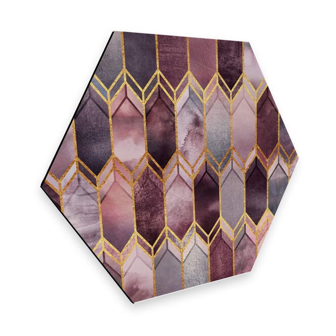 Hexagon - Alu-Dibond Fredriksson - Glasmalerei: Rosé und Gold