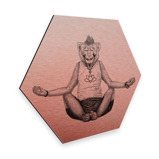 Hexagon - Alu-Dibond Kupfereffekt Kools - Monkey Yoga