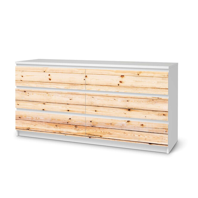 Möbelfolie IKEA Malm Kommode 6 Schubladen (breit) - Bright Planks- Bild 1