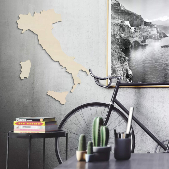 Holzkunst Pappel Furnier - Karte Italien