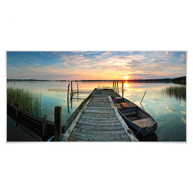 Poster Sunset at the lake - Panorama