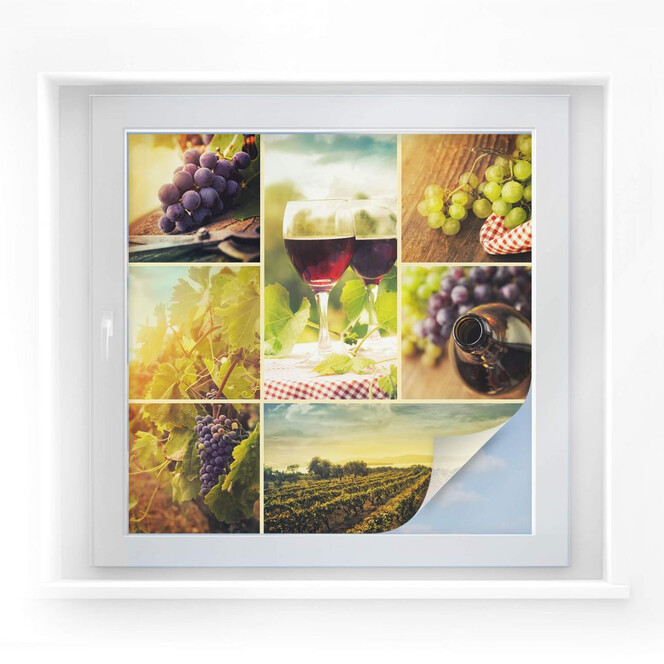Sichtschutzfolie Wein Collage - quadratisch