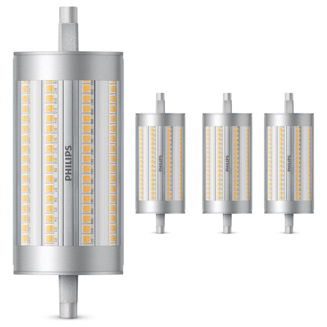Philips LED Lampe ersetzt 150W, R7s Röhre R7s-118 mm, warmweiss, 2460 Lumen, dimmbar, 4er Pack Energieklasse A&&