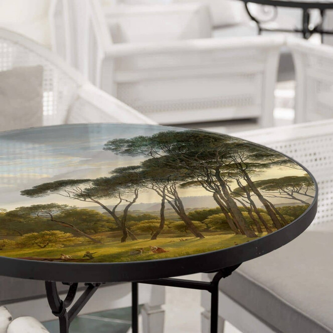 Tischplatte aus Glas - Voogd - Italienische Landschaft mit Schirmkiefern - Rund