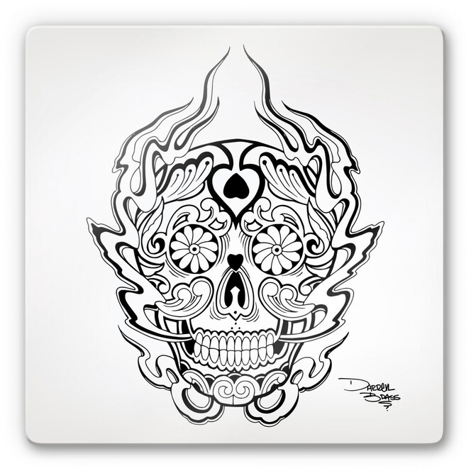 Glasbild Miami Ink Mexikanische Totenmaske 1