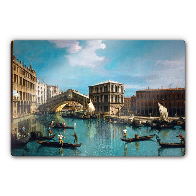 Glasbild Canaletto - Die Rialtobrücke in Venedig