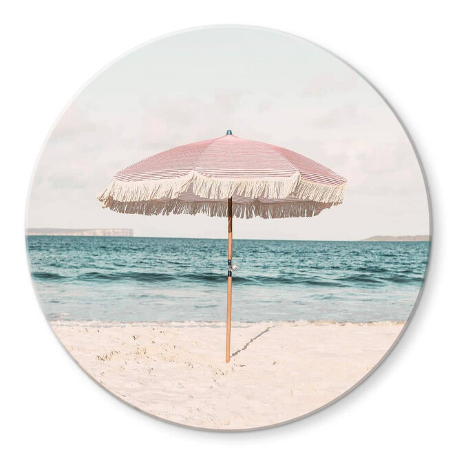 Glasbild Sisi & Seb - Pinker Sonnenschirm - Rund