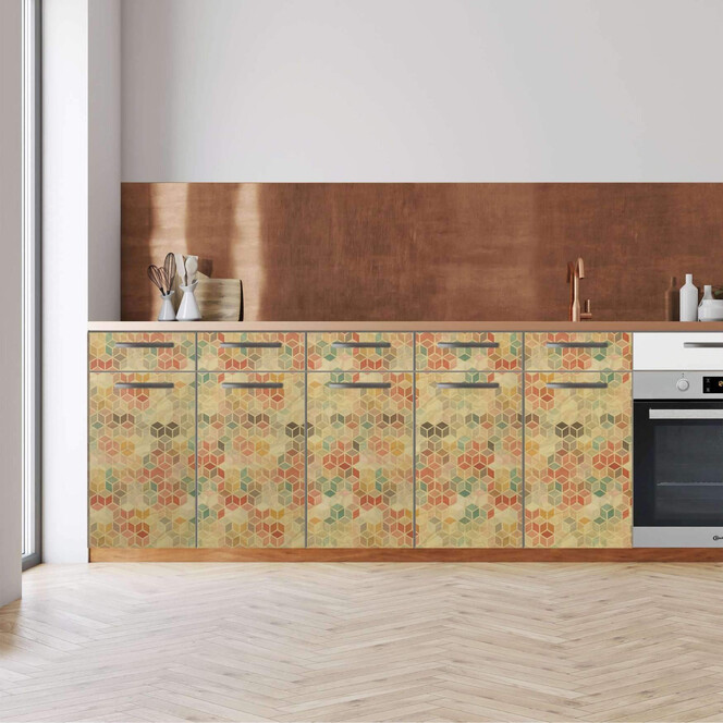 Küchenfolie - Unterschrank 200cm Breite - 3D Retro Pattern