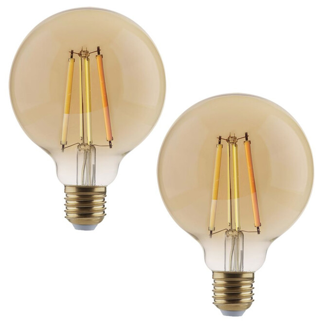 SHYNE | Smartes ZigBee LED Leuchtmittel E27. amber, tunable white, Globe - G80. 7W, 650 Lumen, 2er-Pack