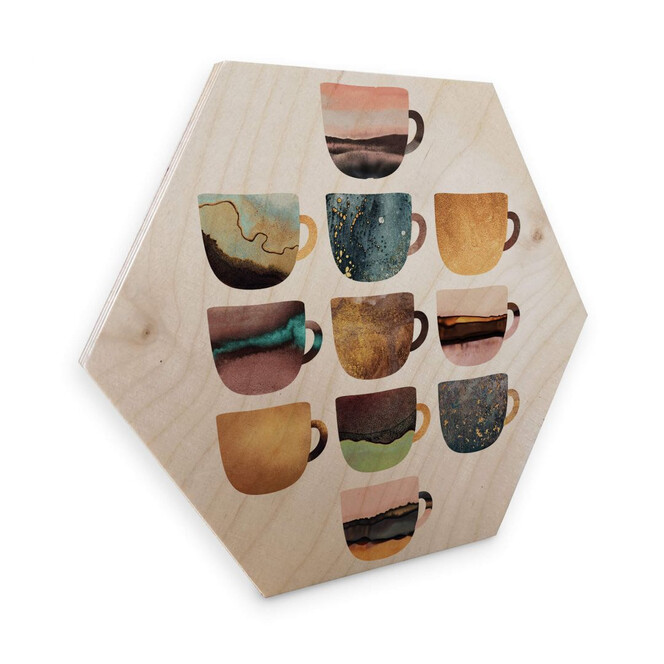Hexagon - Holz Birke-Furnier - Fredrikkson: Kaffeetassen: Pretty Nature