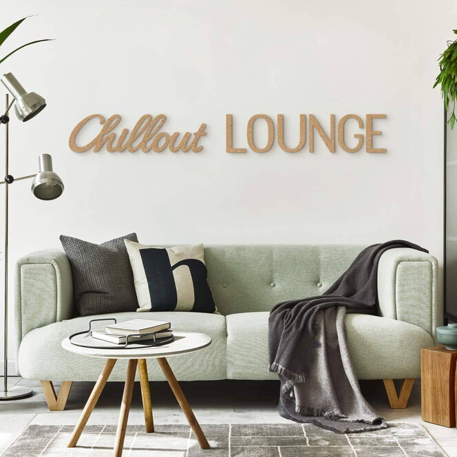 MDF Holzbuchstaben Natur - Schriftzug modern Chillout Lounge