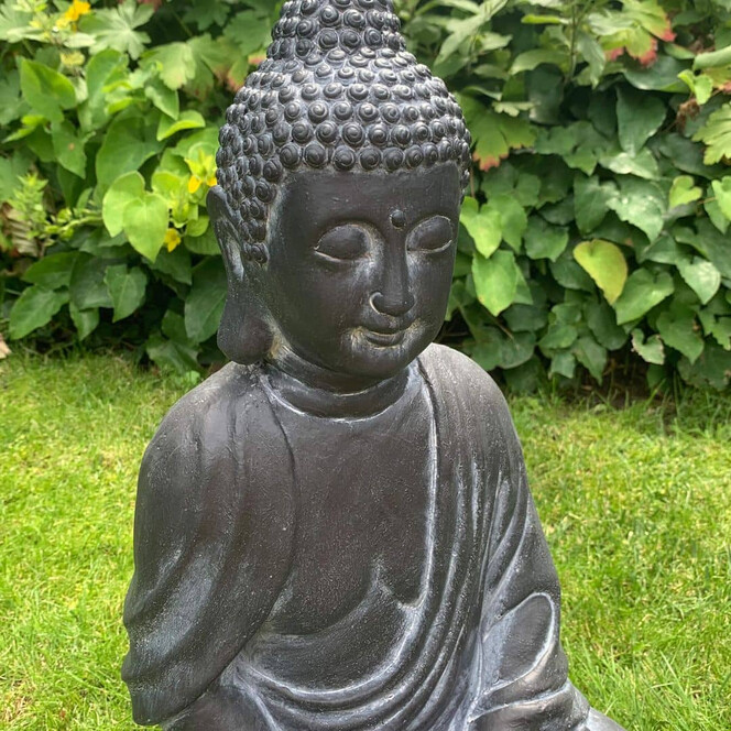 Gartendeko Nepal Buddha Kunststein Schwarz - 29x21x45cm - Bild 1