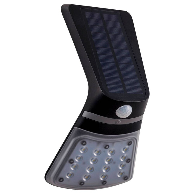 LED Solarwandleuchte Lamozzo in Schwarz und Transparent 2W 264lm IP44 mit Bewegungsmelder