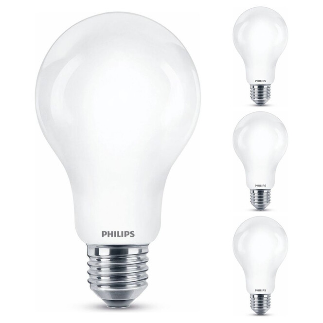 Philips LED Lampe ersetzt 150W, E27 Birne A67. weiss, warmweiss, 2452 Lumen, nicht dimmbar, 4er Pack Energieklasse A&&