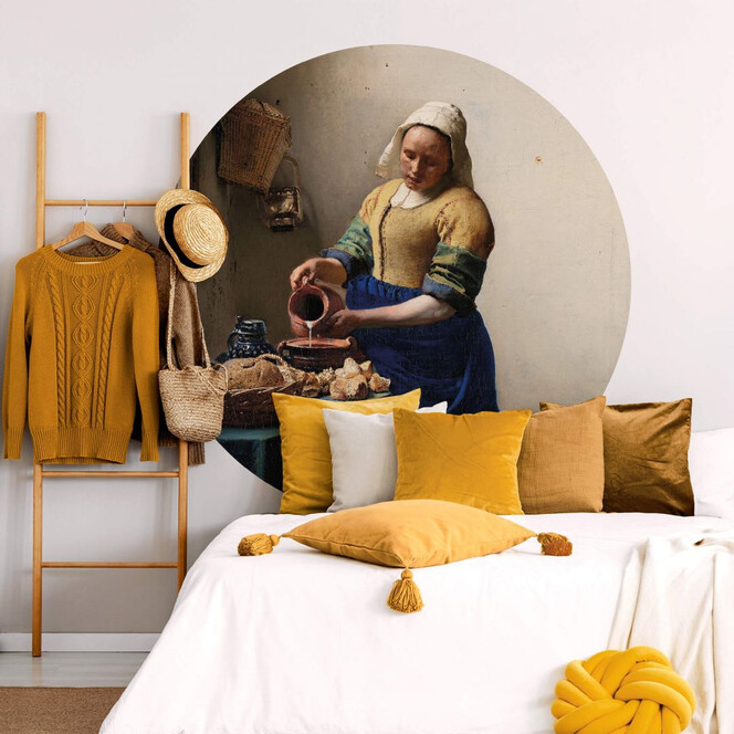 Fototapete Vermeer - Das Mädchen mit dem Milchkrug - Rund