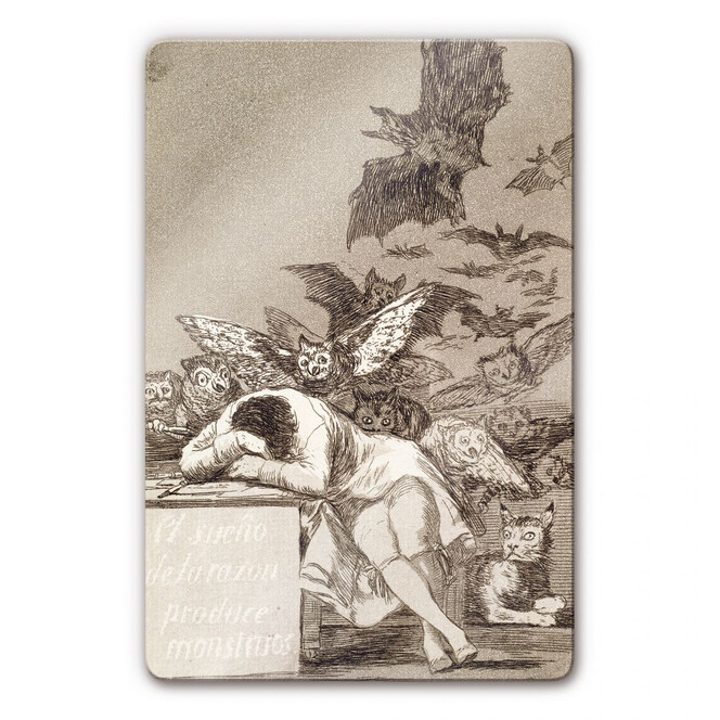 Glasbild de Goya - Der Schlaf der Vernunft gebiert Ungeheur