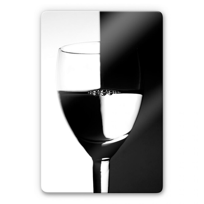 Glasbild Weinglas schwarz/weiss
