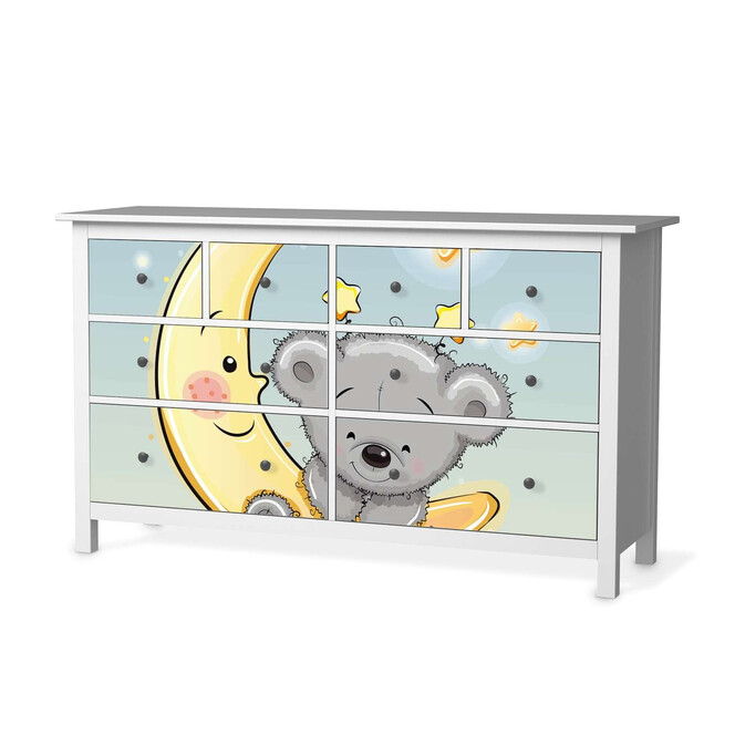 Möbelfolie IKEA Hemnes Kommode 8 Schubladen - Teddy und Mond- Bild 1
