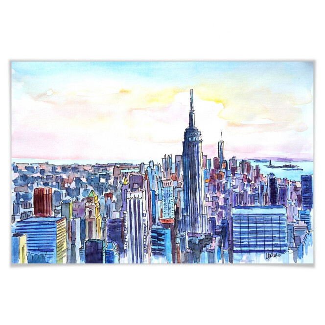 Poster Bleichner - Manhattan Skyline - Aquarell