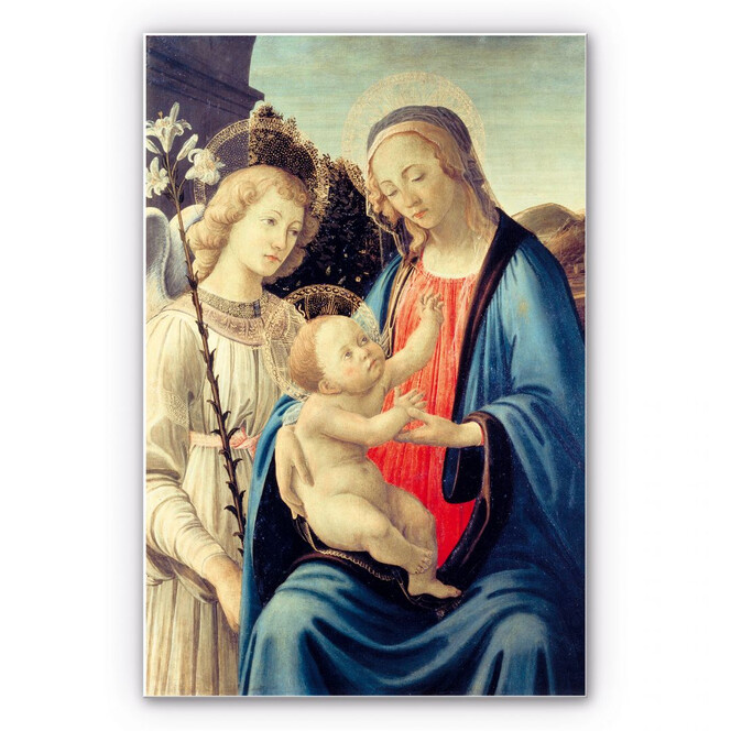 Hartschaumbild Botticelli - Madonna mit Kind und einem Engel