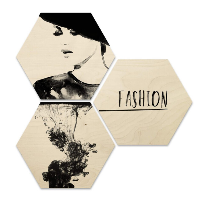 Hexagon - Holz Birke-Furnier - Fashion Mode (3er Set)