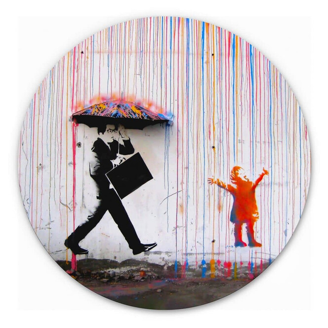 Alu-Dibond Banksy - Coloured Rain - Rund