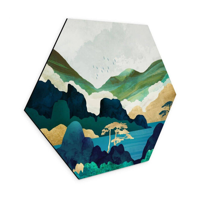 Hexagon Wandbild SpaceFrog Designs - In den Bergen - Alu-Dibond