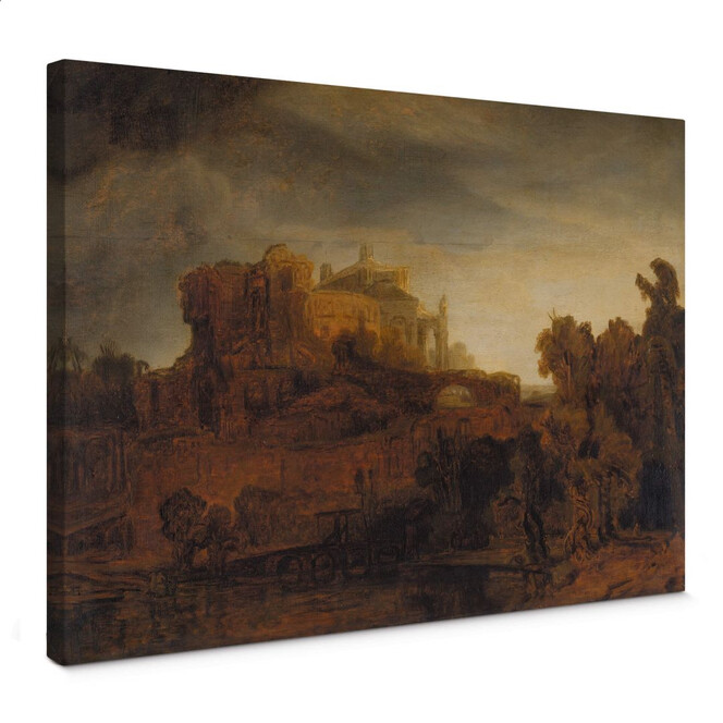 Leinwandbild Rembrandt - Landschaft mit Schloss