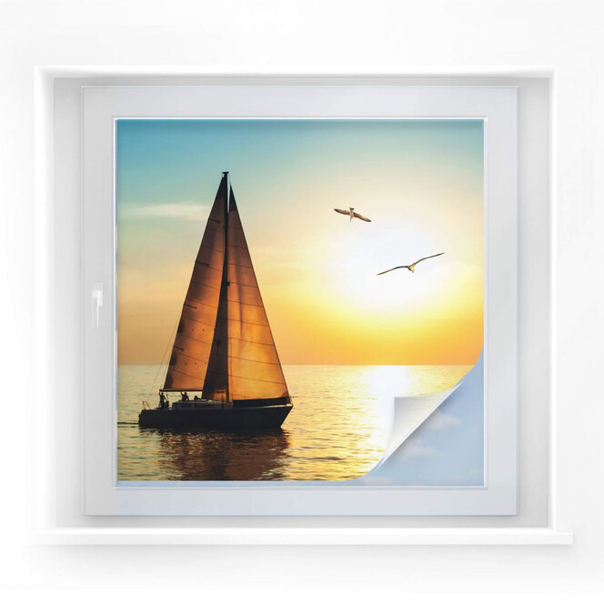 Sichtschutzfolie Segelboot im Sonnenuntergang - quadratisch