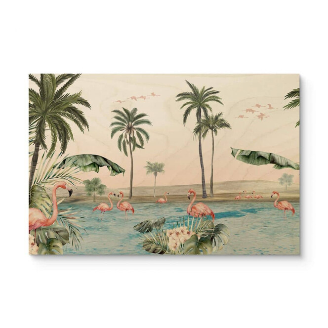 Holzbild Kikki Belle - Flamingo Oase
