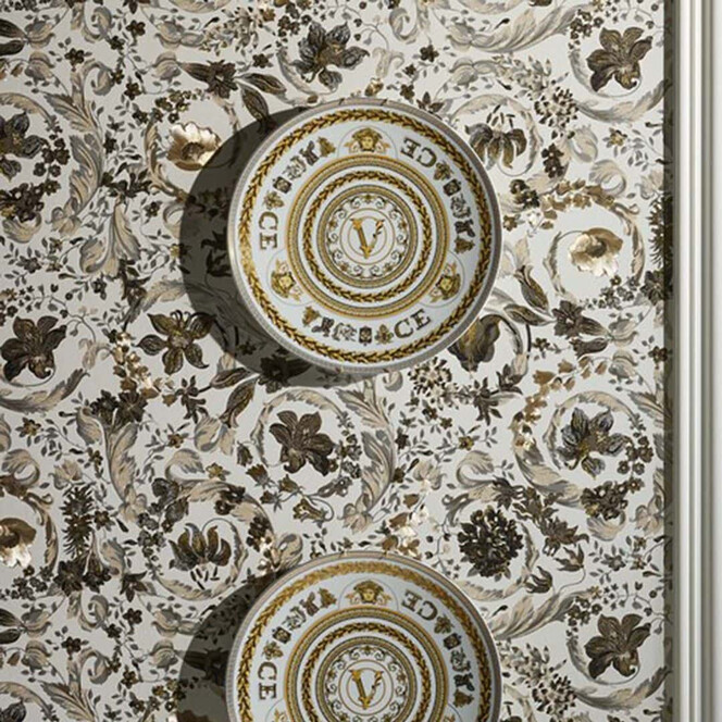 Versace Home Luxus Tapete floral Perlbeige Braun Designer Vliestapete klassisch