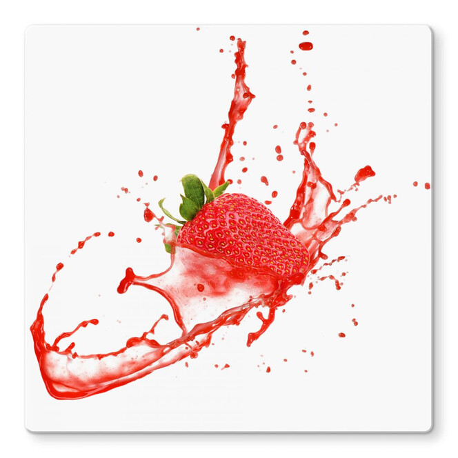Glasbild Splashing Strawberry
