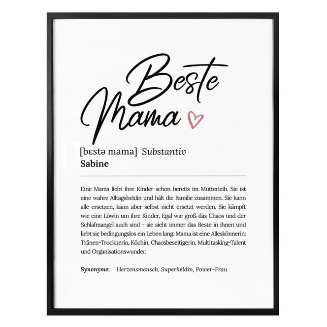 Personalisiertes Poster Definition - Beste Mama