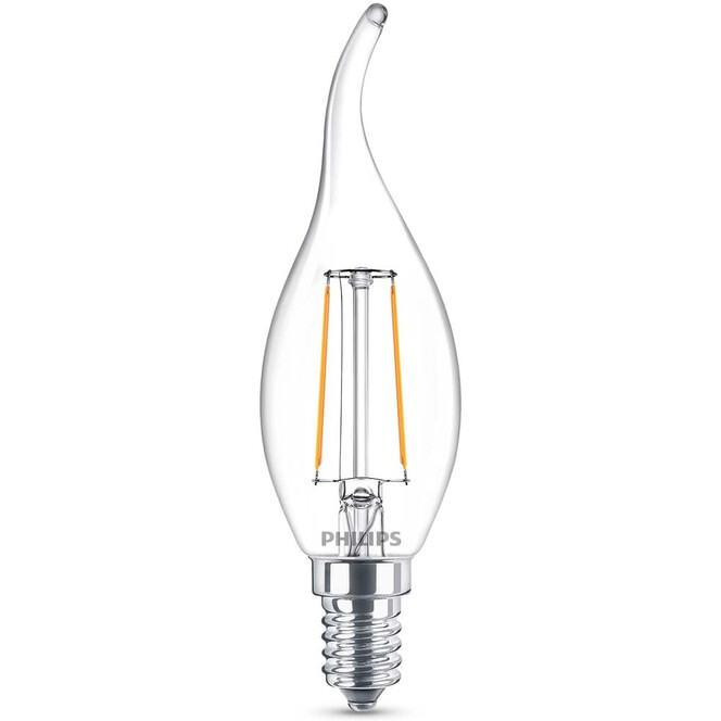 Philips LED Lampe ersetzt 25W, E14 Windstosskerze BA35. klar, warmweiss, 250 Lumen, nicht dimmbar, 1er Pack Energieklasse A&&